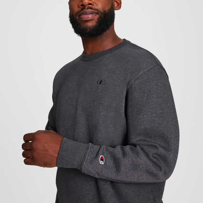 Powerblend Bisiklet Yaka Sweatshirt, C Logo - Büyük ve Uzun Boy