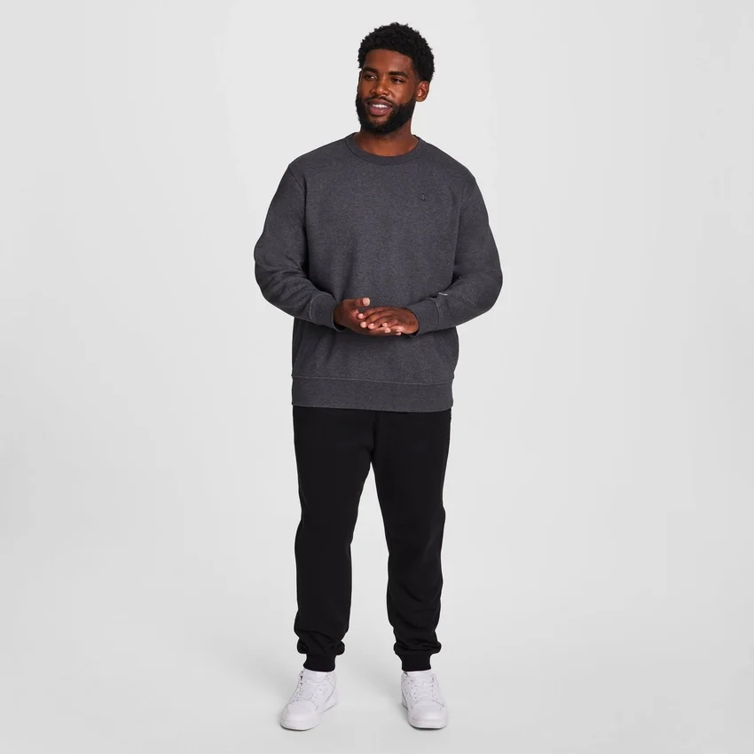 Powerblend Bisiklet Yaka Sweatshirt, C Logo - Büyük ve Uzun Boy