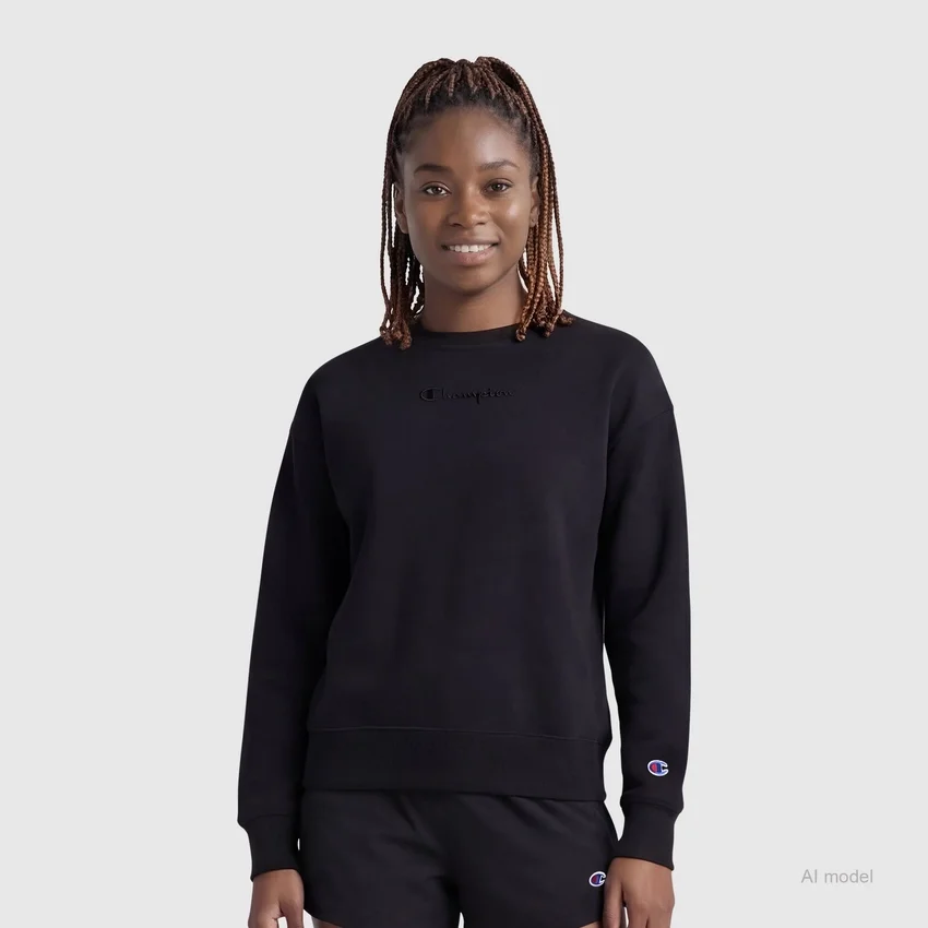 Powerblend Bisiklet Yaka Sweatshirt, Nakışlı Script Logo