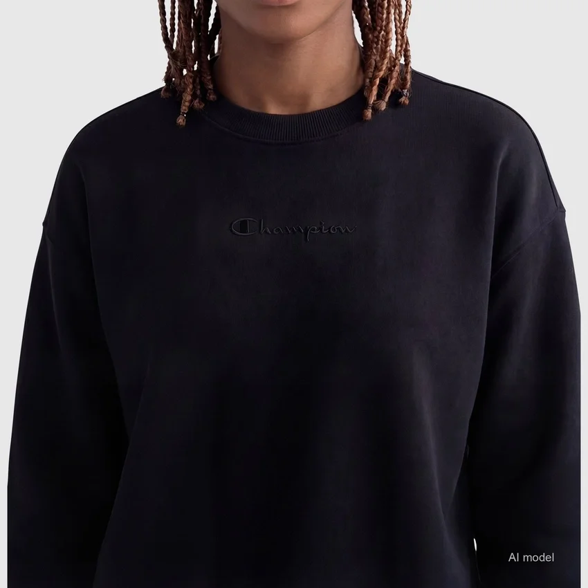 Powerblend Bisiklet Yaka Sweatshirt, Nakışlı Script Logo