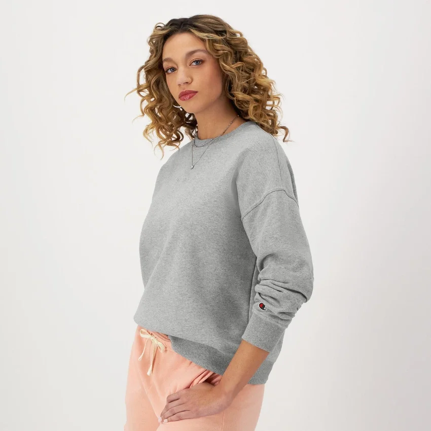 Powerblend Bisiklet Yaka Sweatshirt, Nakışlı Script Logo