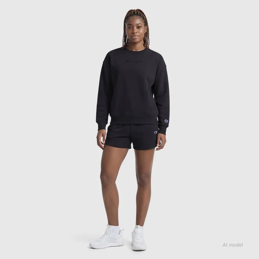 Powerblend Bisiklet Yaka Sweatshirt, Nakışlı Script Logo