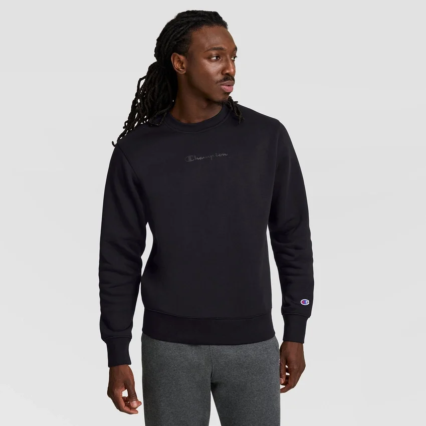 Powerblend Bisiklet Yaka Sweatshirt, Tonlu Script Logo