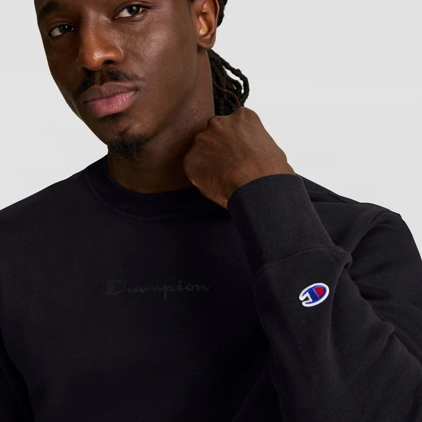 Powerblend Bisiklet Yaka Sweatshirt, Tonlu Script Logo