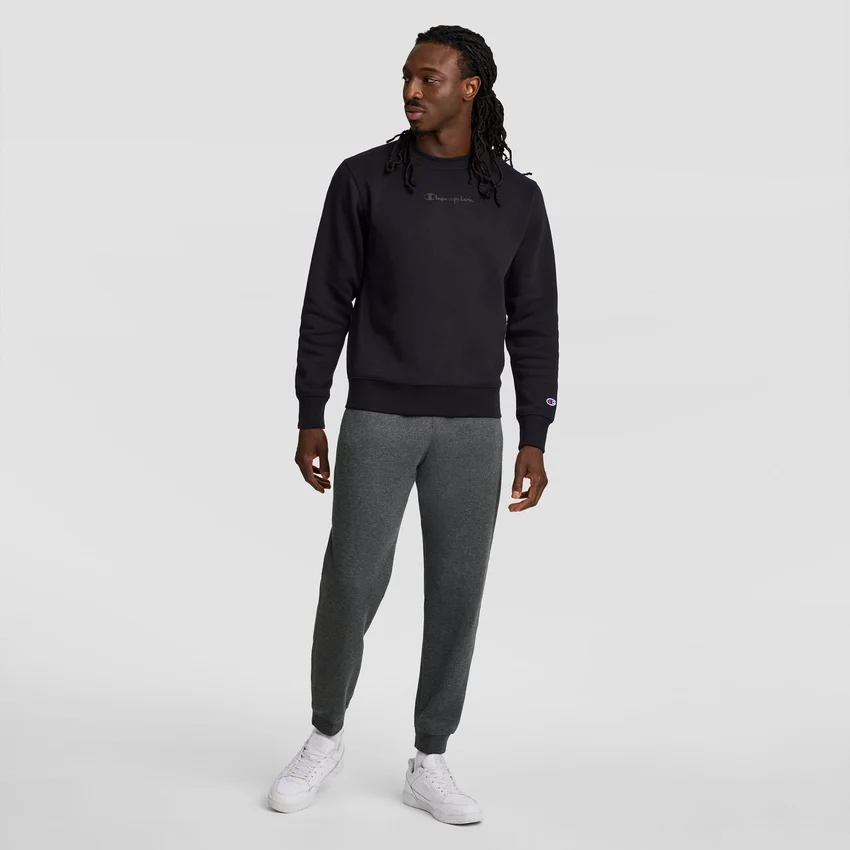 Powerblend Bisiklet Yaka Sweatshirt, Tonlu Script Logo